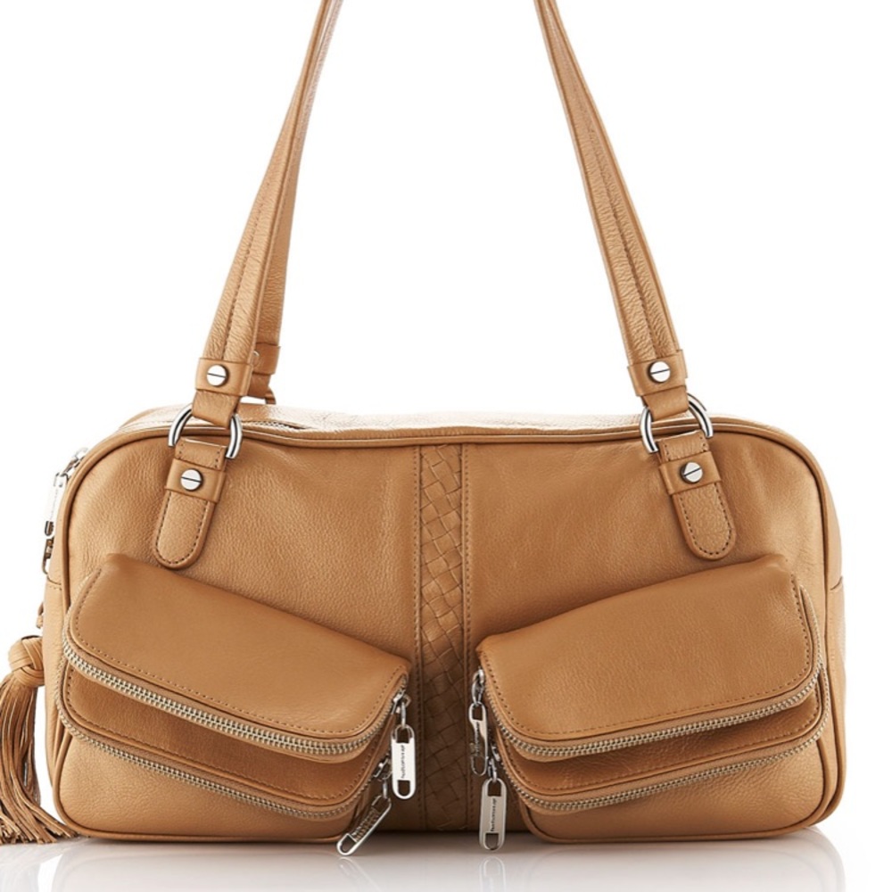 ALEXIS HUDSON Meryl orange tassel leather satchel!